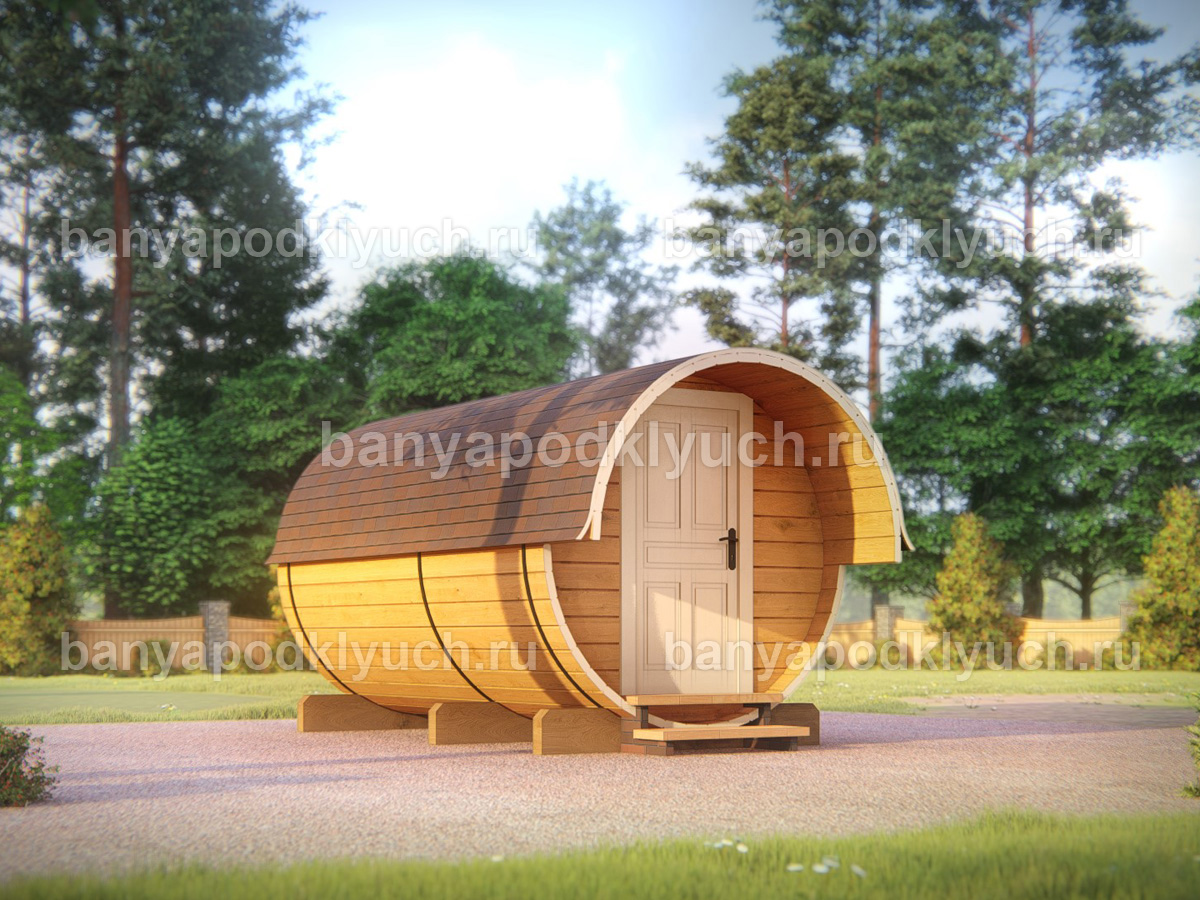 Баня-бочка 3.3x2.3 м Баня-бочка 3.3x2.3 м